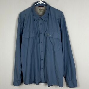 Simms Lightweight Mens Fishing Shirt Blue Size XL Button Down Collar Long Sleeve
